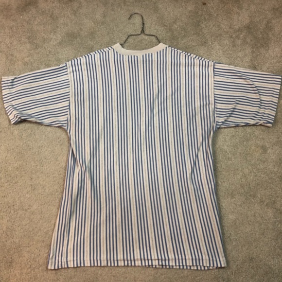 Vtg Tan with Blue Stripes Tee - Picture 9 of 9